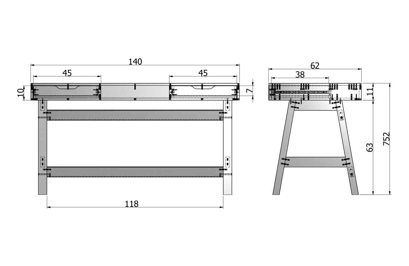 Schreibtisch Nikki 140cm, Salbeigrün