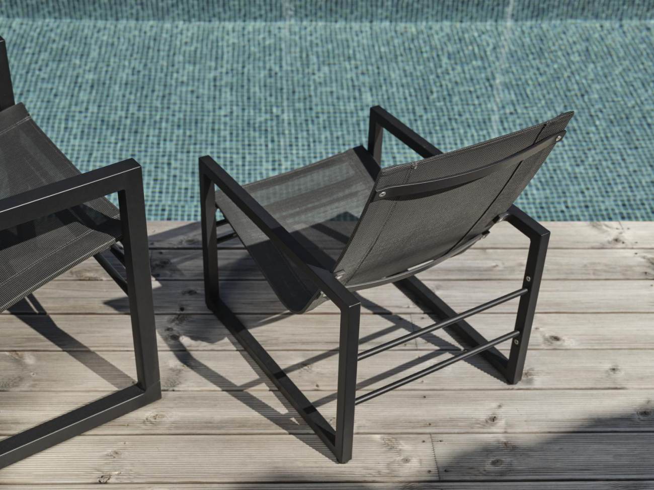 Gartensessel Vevi aus Metall, Schwarz