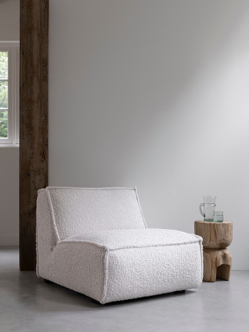 Sessel Cole aus Boucle-Stoff, Creme