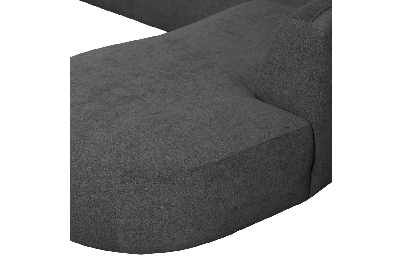 Sofa Polly U-Form aus Webstoff Rechts, Grau