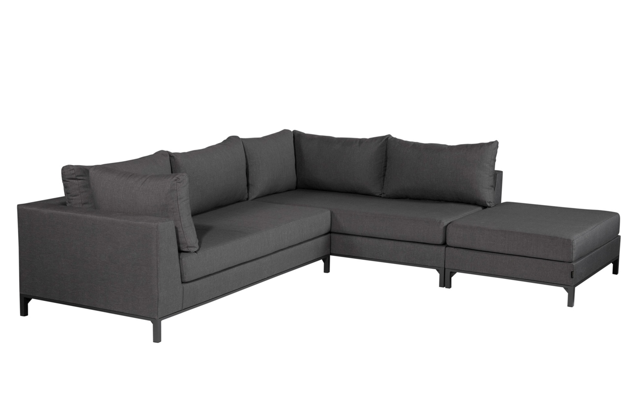 Gartenecksofa Sicilie mit Kissen Rechts, Dunkelgrau