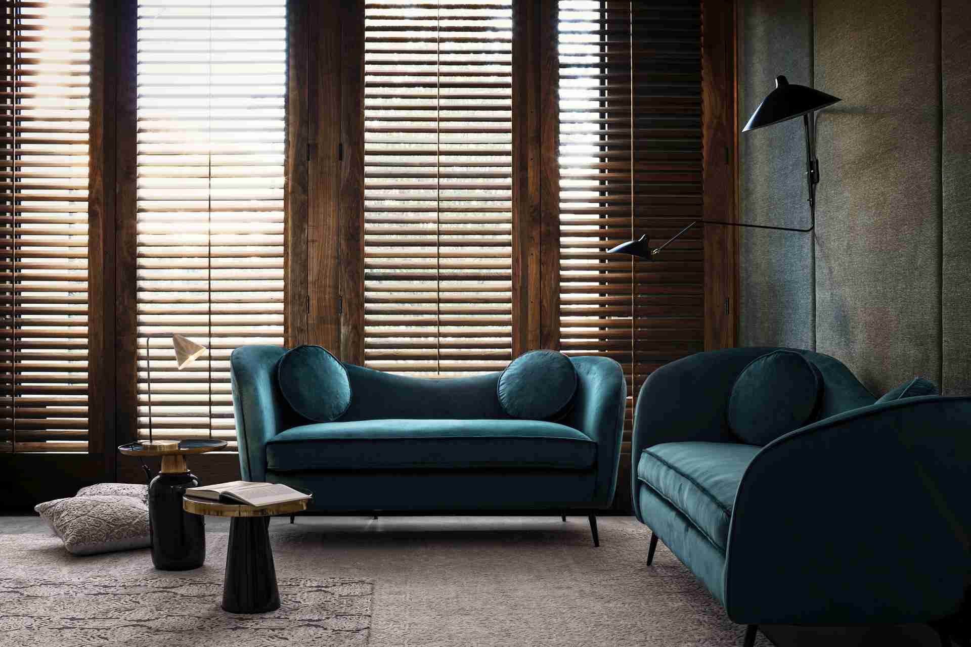 2-Sitzer Sofa Candis in Samt-Optik, Blau