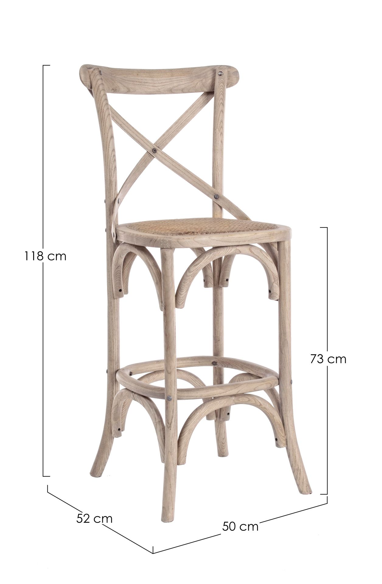 Barhocker Cross aus Ulmenholz, Natur