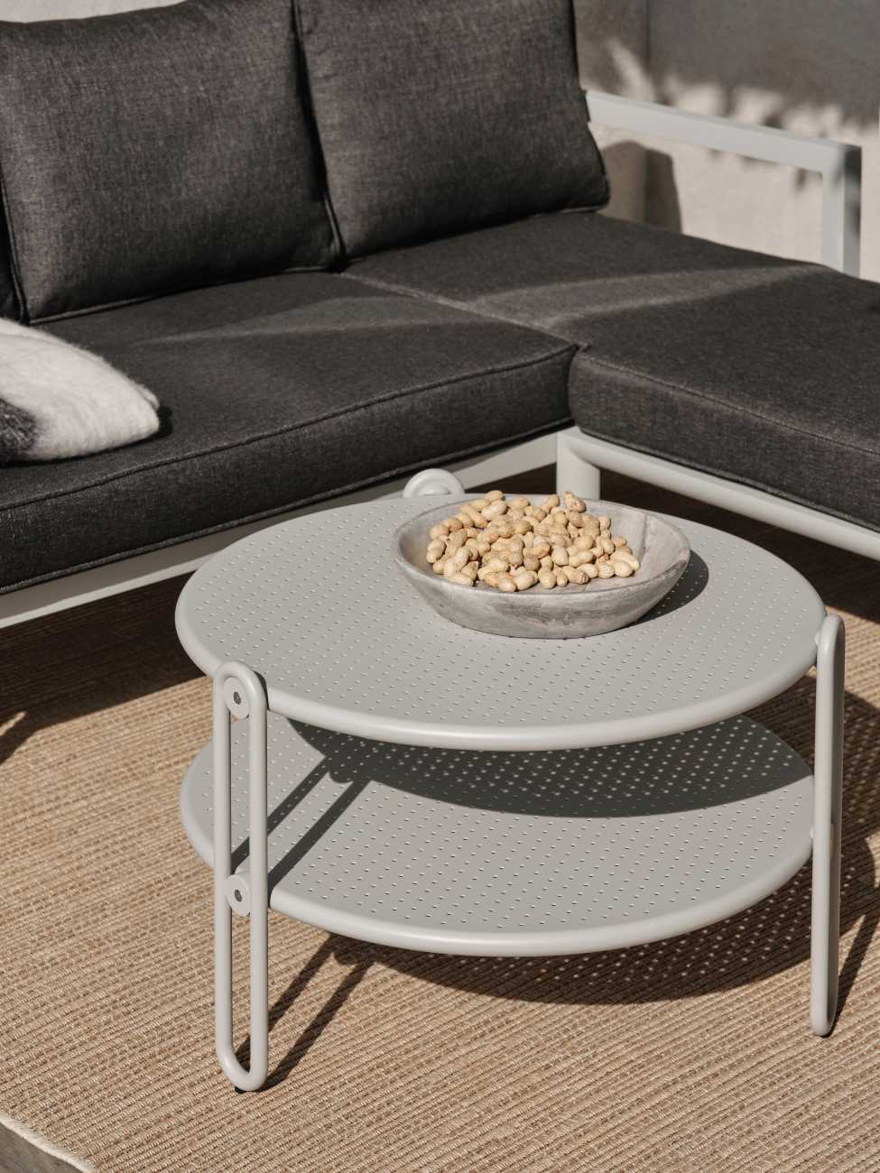 Gartencouchtisch Blixt Ø 65 cm, Hellgrau