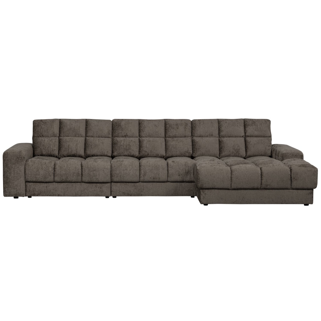 Ecksofa Chaiselongue Date Struktursamt, klassisch, rechts, dunkelgrau Mountain, gepolstert