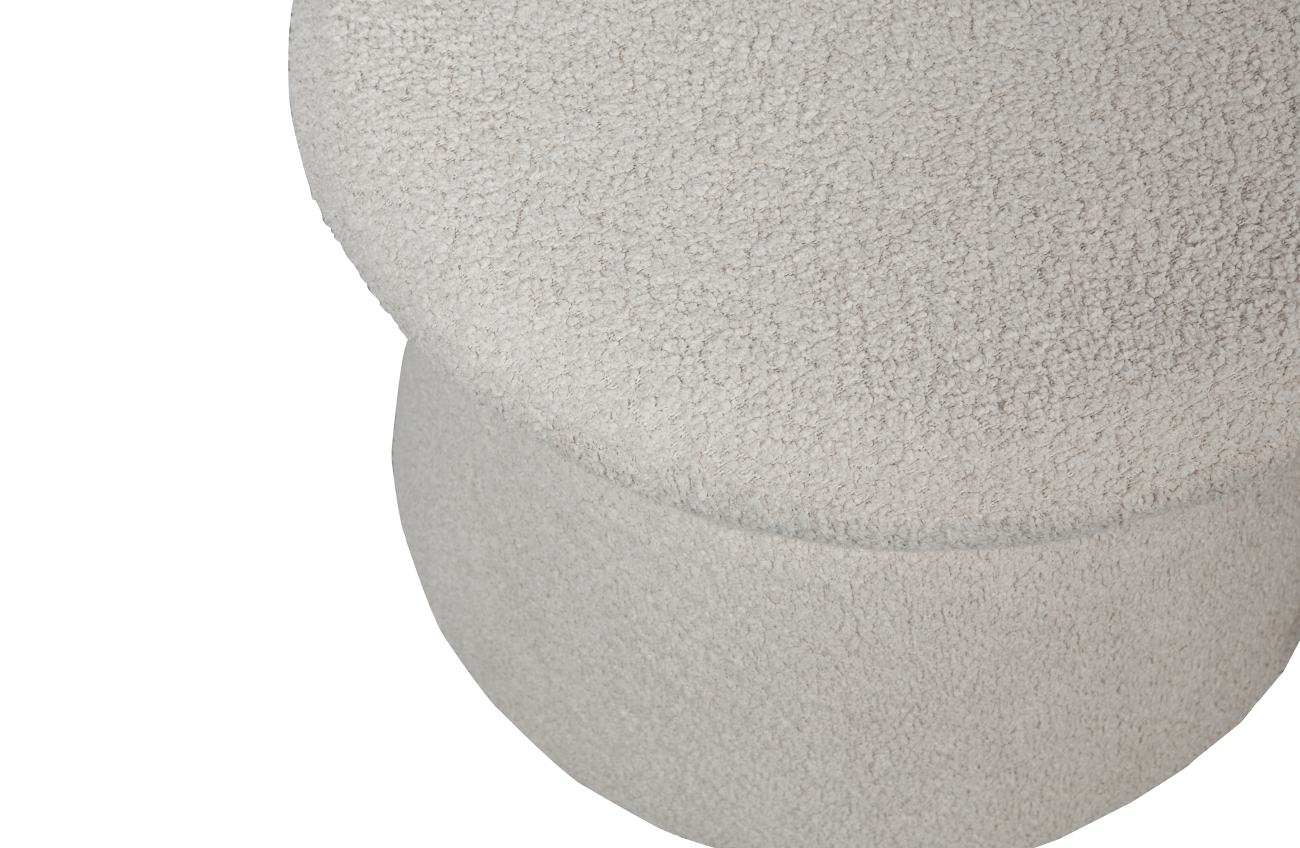 Hocker Rowan aus Boucle-Stoff, Creme