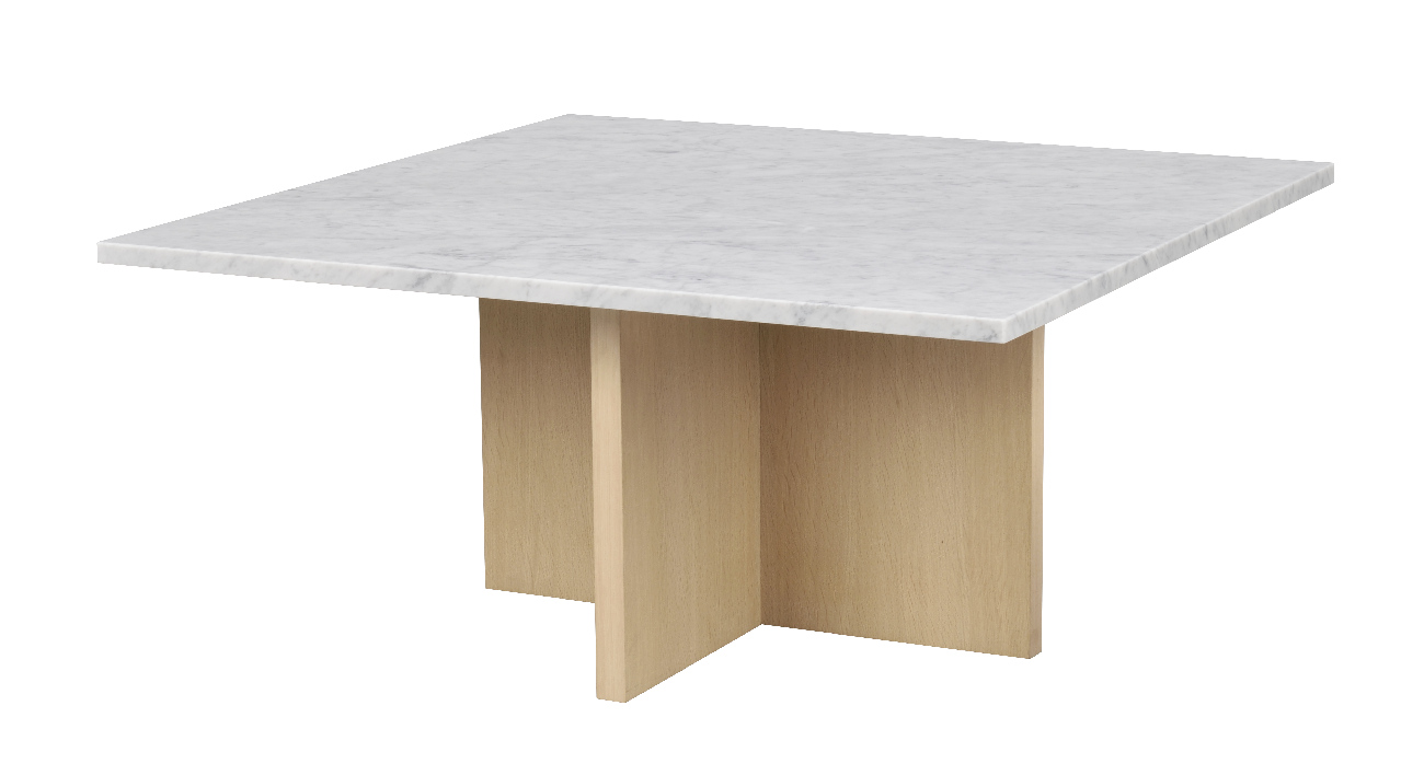 Couchtisch Brooksville, Marmor Eckig 90x90cm, Weiß / Weiß