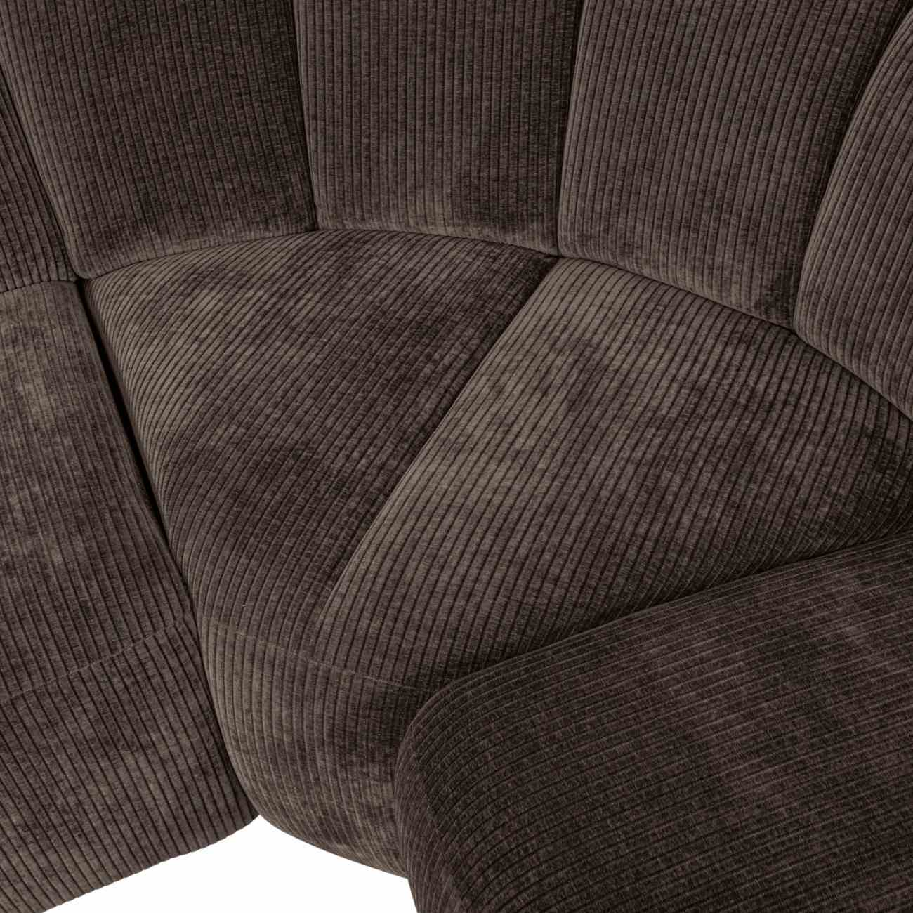 Ecksofa Mojo aus Flachcord Rechts, Braun