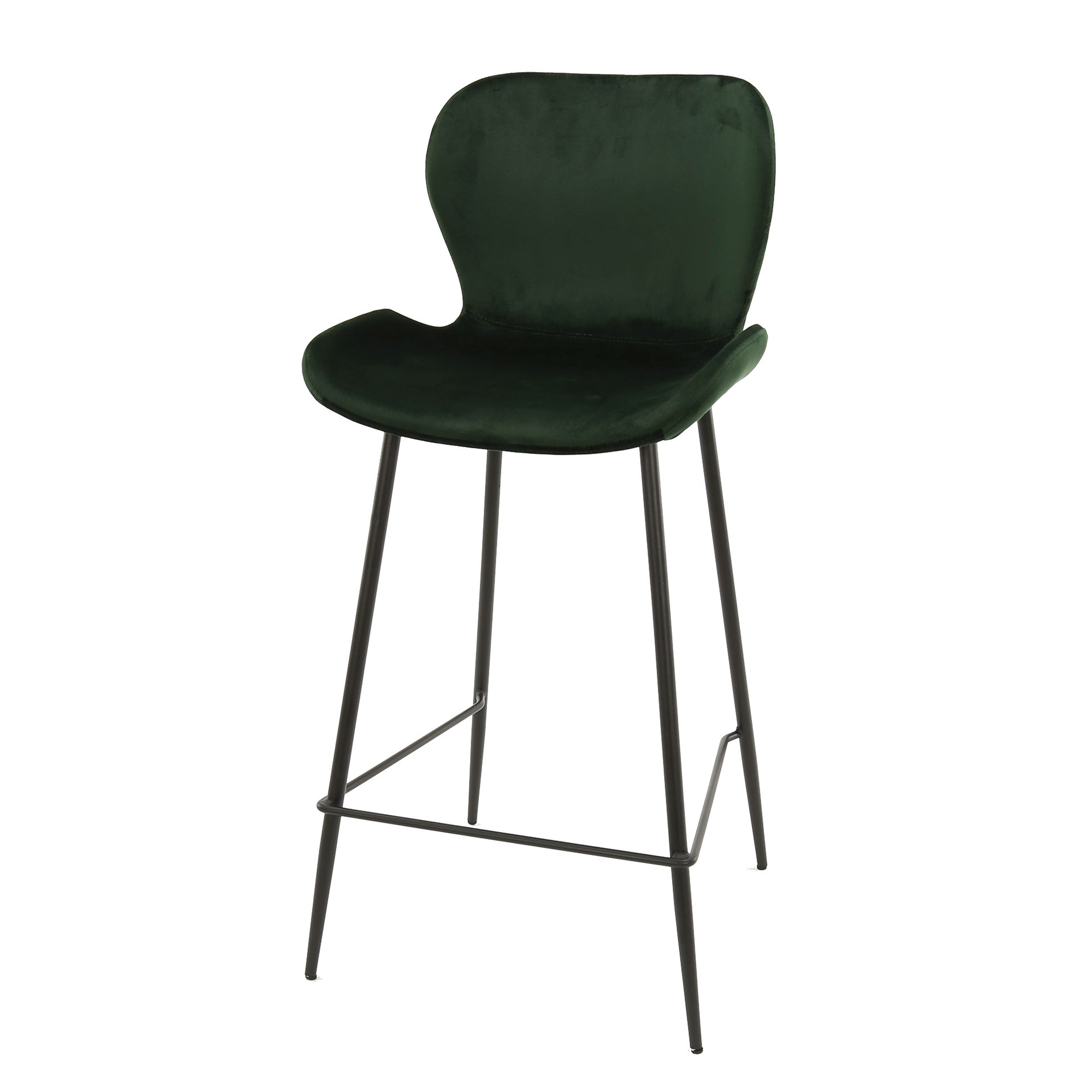 4er-Set Barhocker Pipvel mit Lehne - Samt, Dunkelgrün