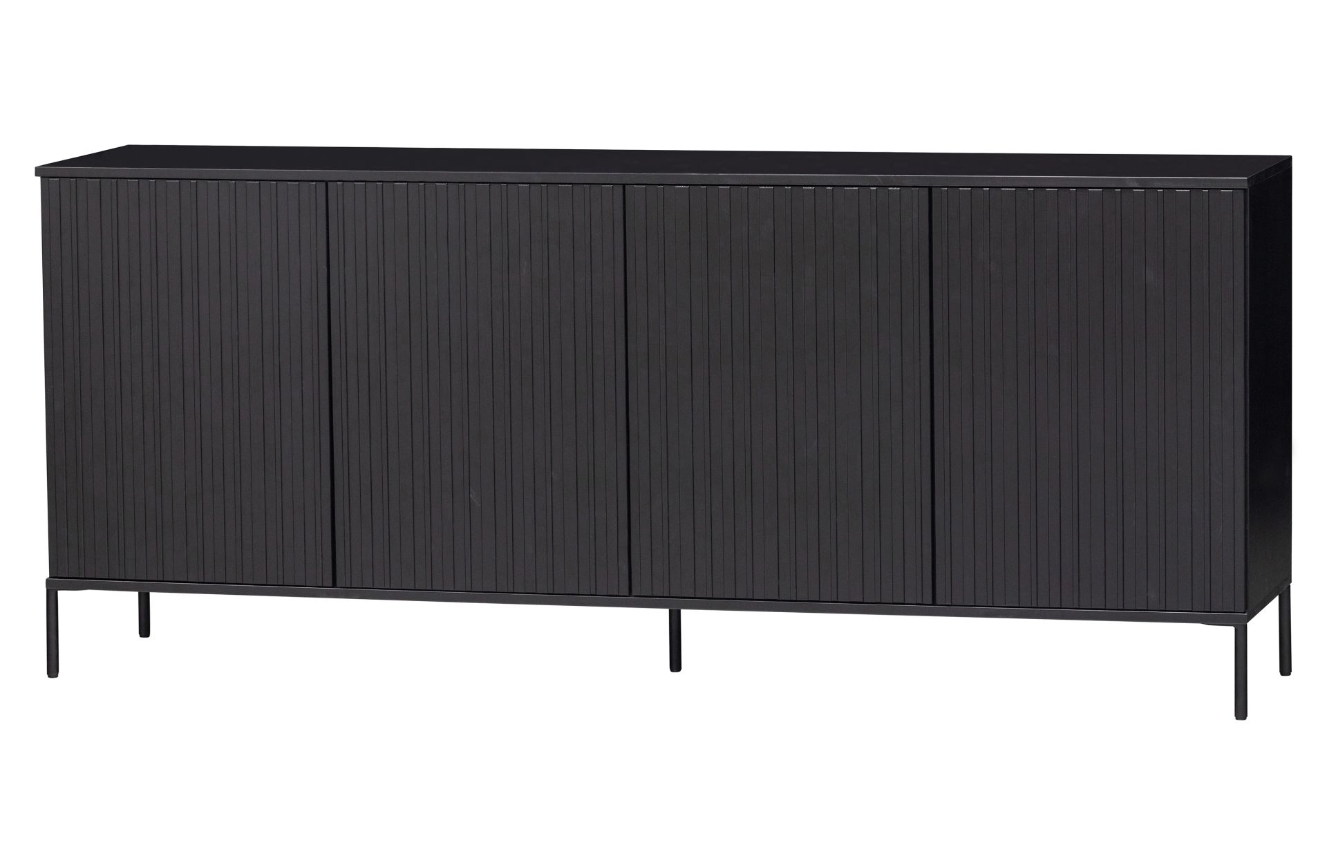 Sideboard Gravure aus Kiefernholz, Schwarz