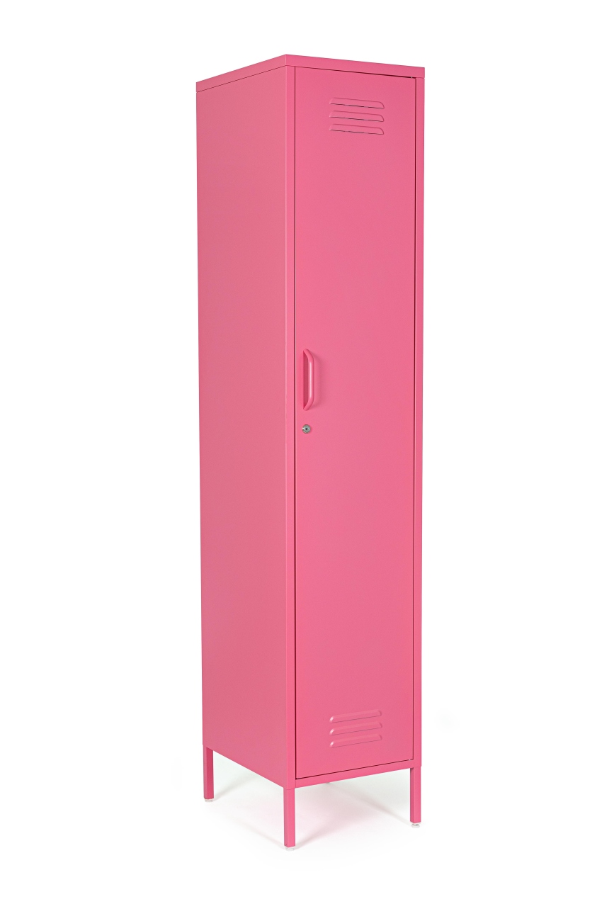 Kleiderschrank Cambridge 1 Tür aus Metall, Rosa