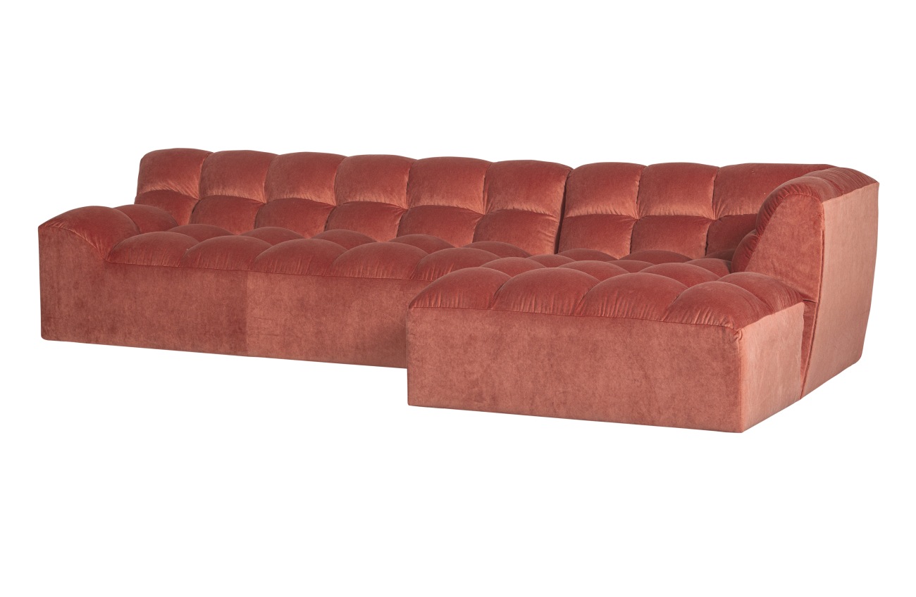 Ecksofa Allure aus Samt Rechts, Blush