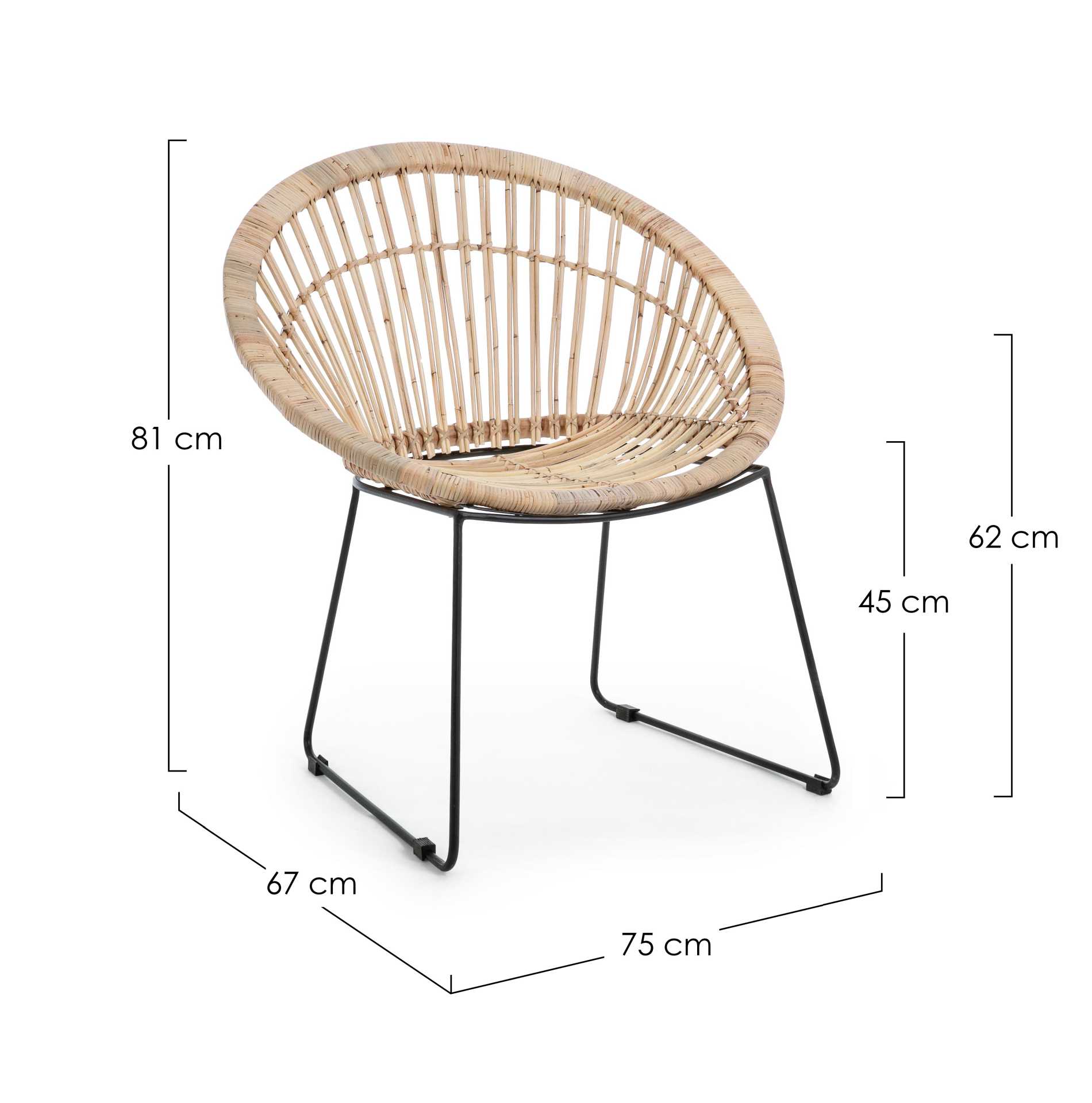 Sessel Cayes aus Rattan, Natur