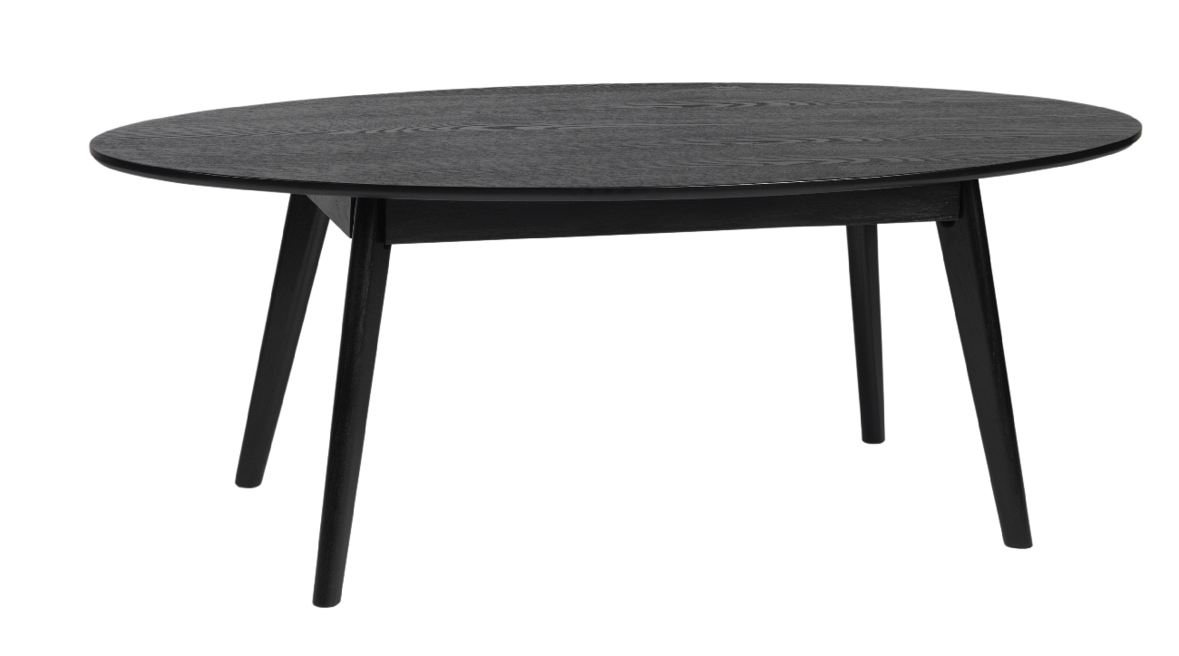 Couchtisch Yumi Oval 130x65cm, Esche Schwarz