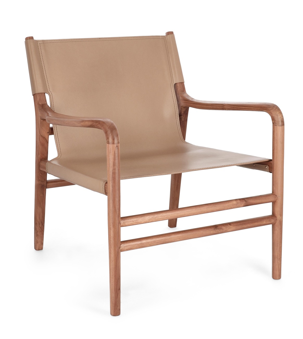 Sessel Caroline aus Teakholz, Taupe