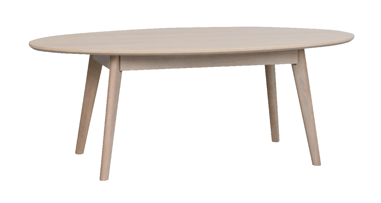 Couchtisch Yumi Oval 130x65cm, Esche Weiß pigmentiert
