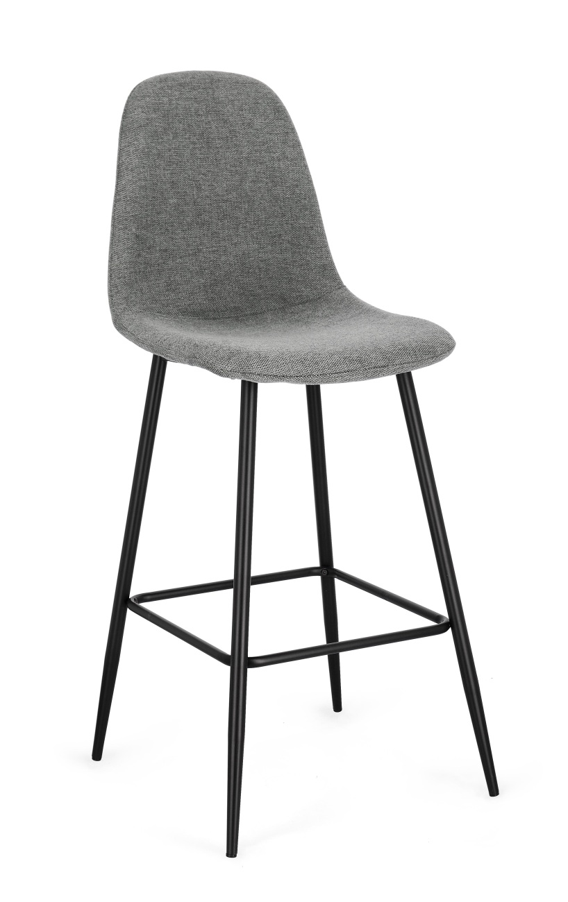 Barhocker New Irelia 2er- Set aus Stoff, Dunkelgrau/Schwarz