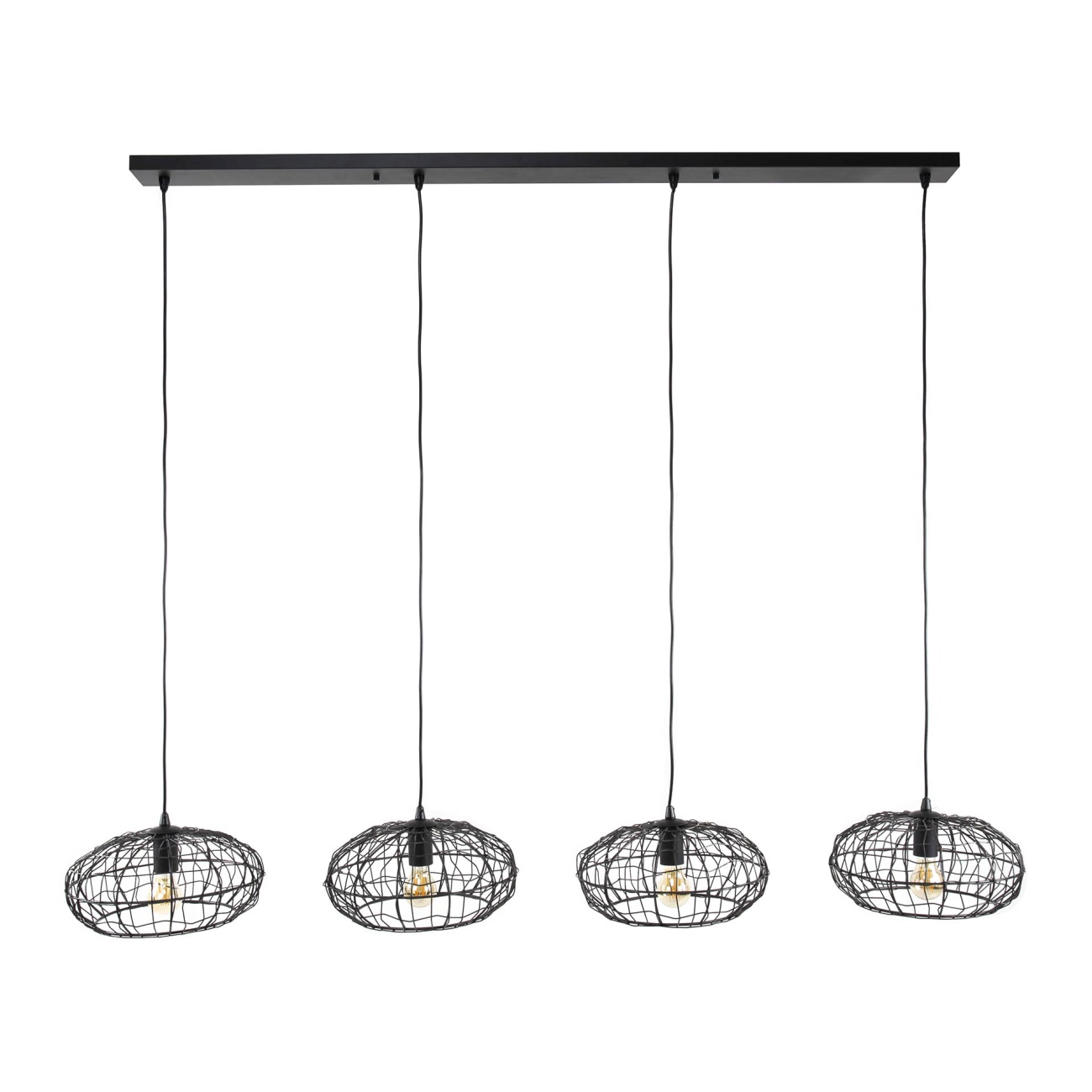 Hängeleuchte Oye, 4-flammig - Metall Schwarzbraun, Ø 34 cm, inkl. LED