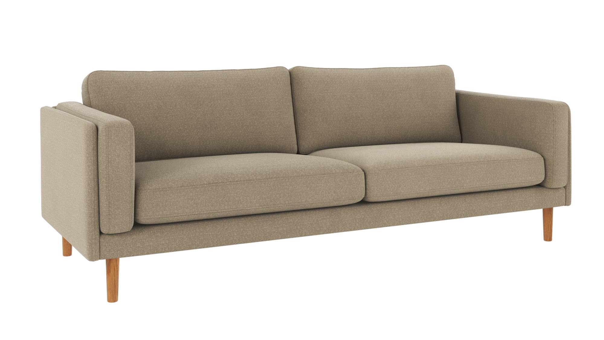 Sofa Braden 3-Sitzer, Beine Eiche, Bezug Rita Dunkelbeige