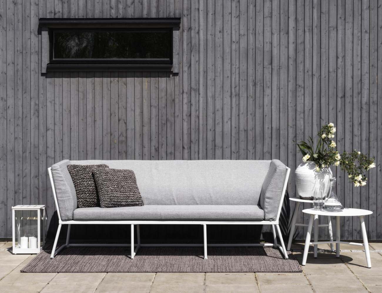 Gartensofa Vence mit Kissen 3-Sitzer, Weiß