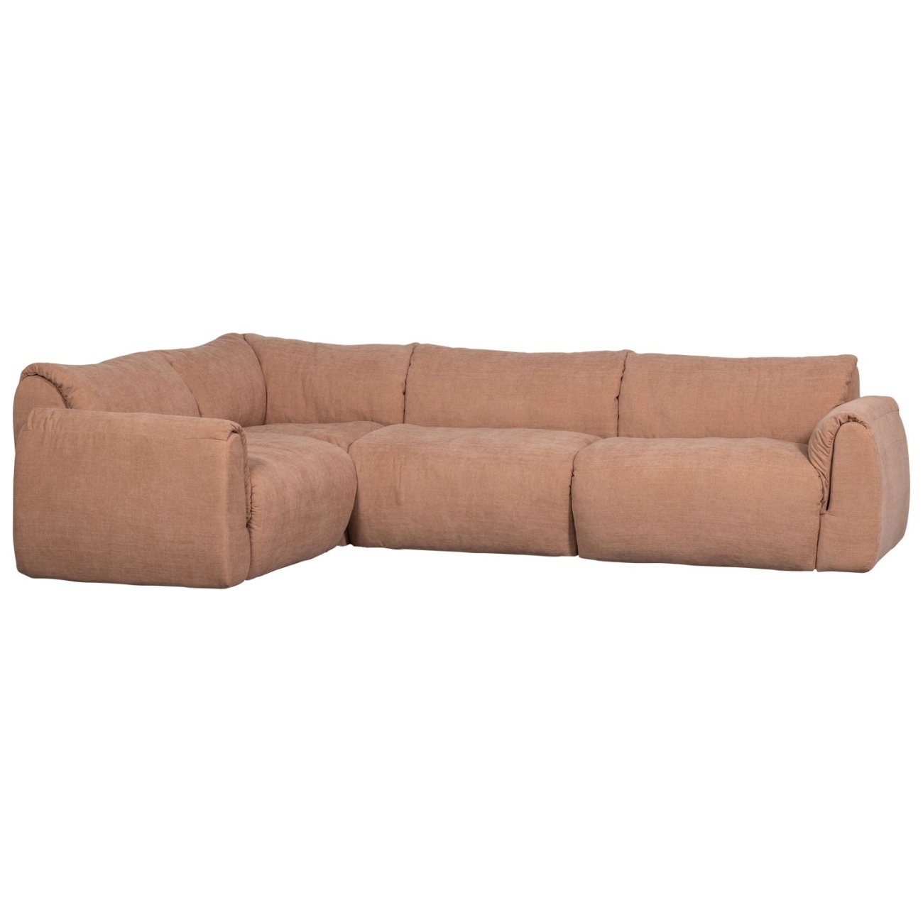 Ecksofa Baggy aus Chenille-Stoff Links, Altrosa