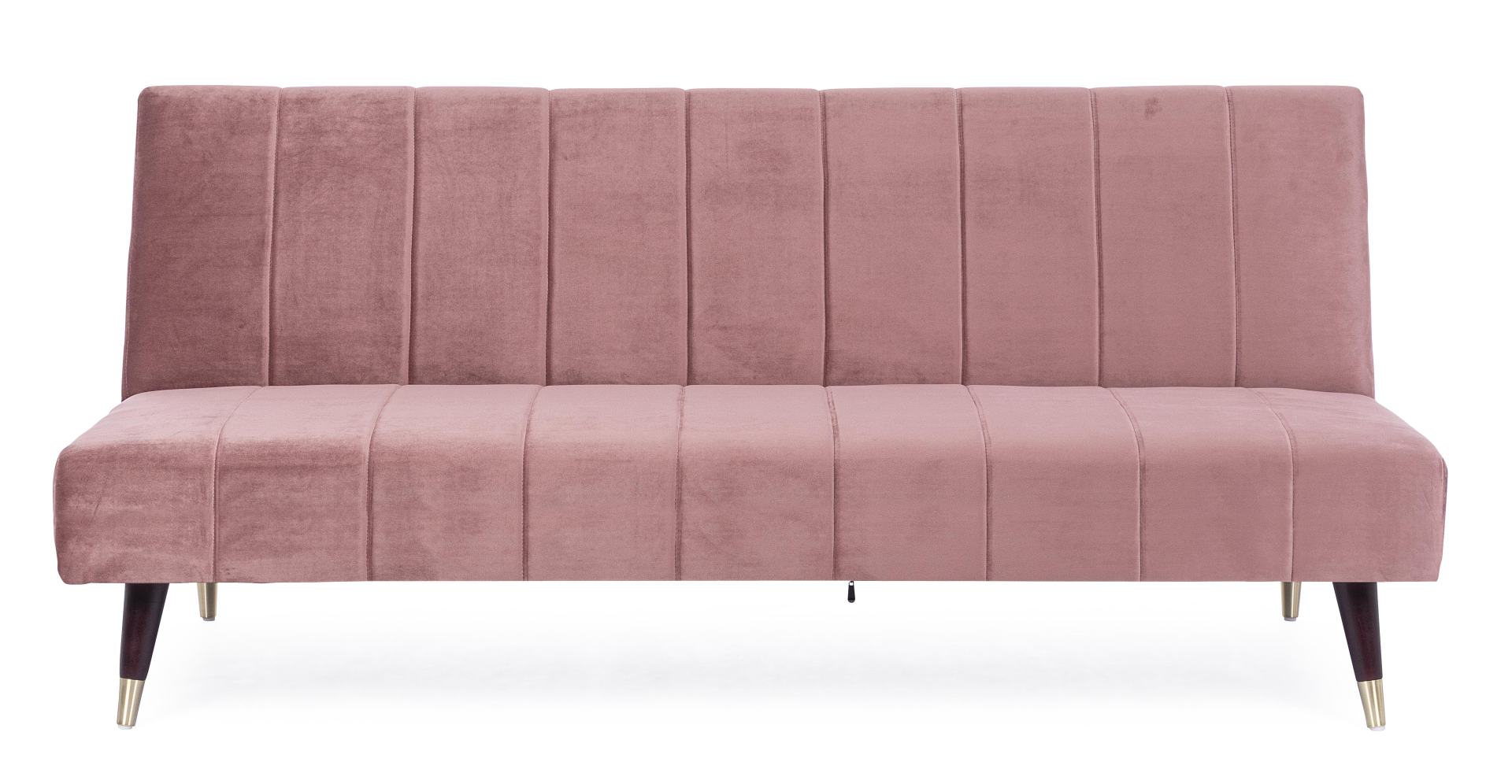 Schlafsofa Alma aus Samt, Rosa