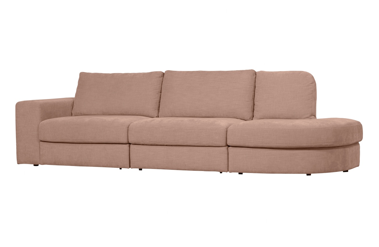 Sofa Family aus Webstoff Rechts, Rosa