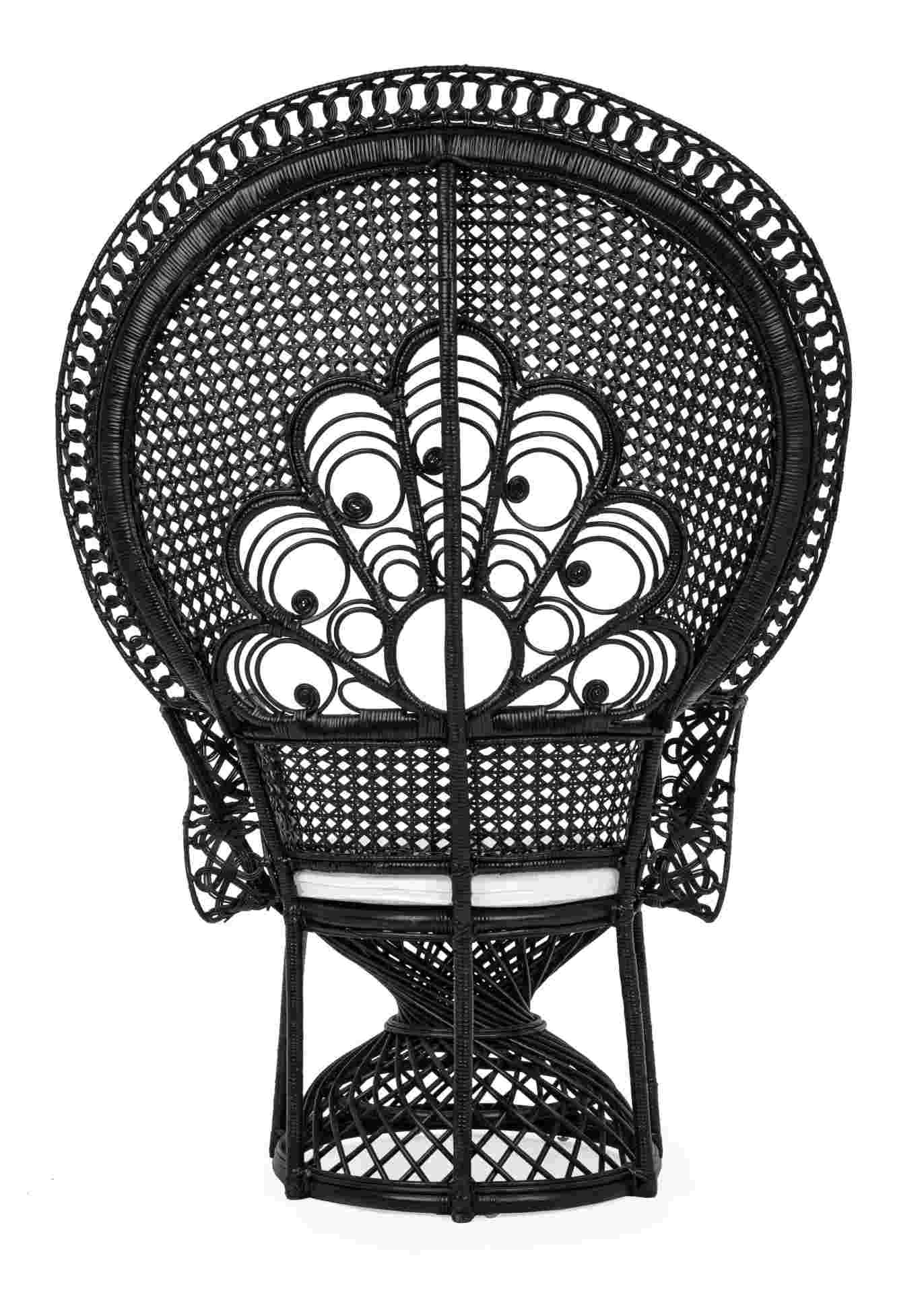 Sessel Peacock aus Rattan, Schwarz