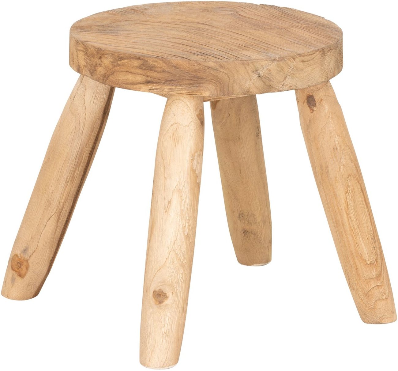 Hocker Melia aus Teakholz, Natur