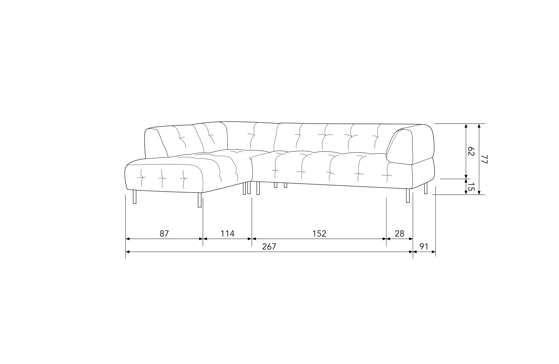 Ecksofa Lloyd mit Samtbezug, Links, Rost