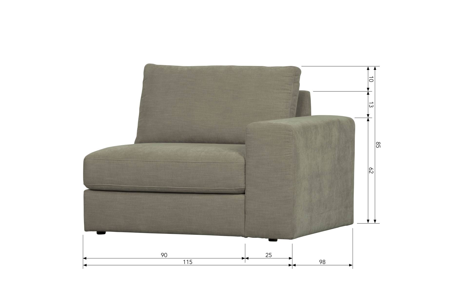 Modulsofa Family 1-Seat Element Rechts, Grau