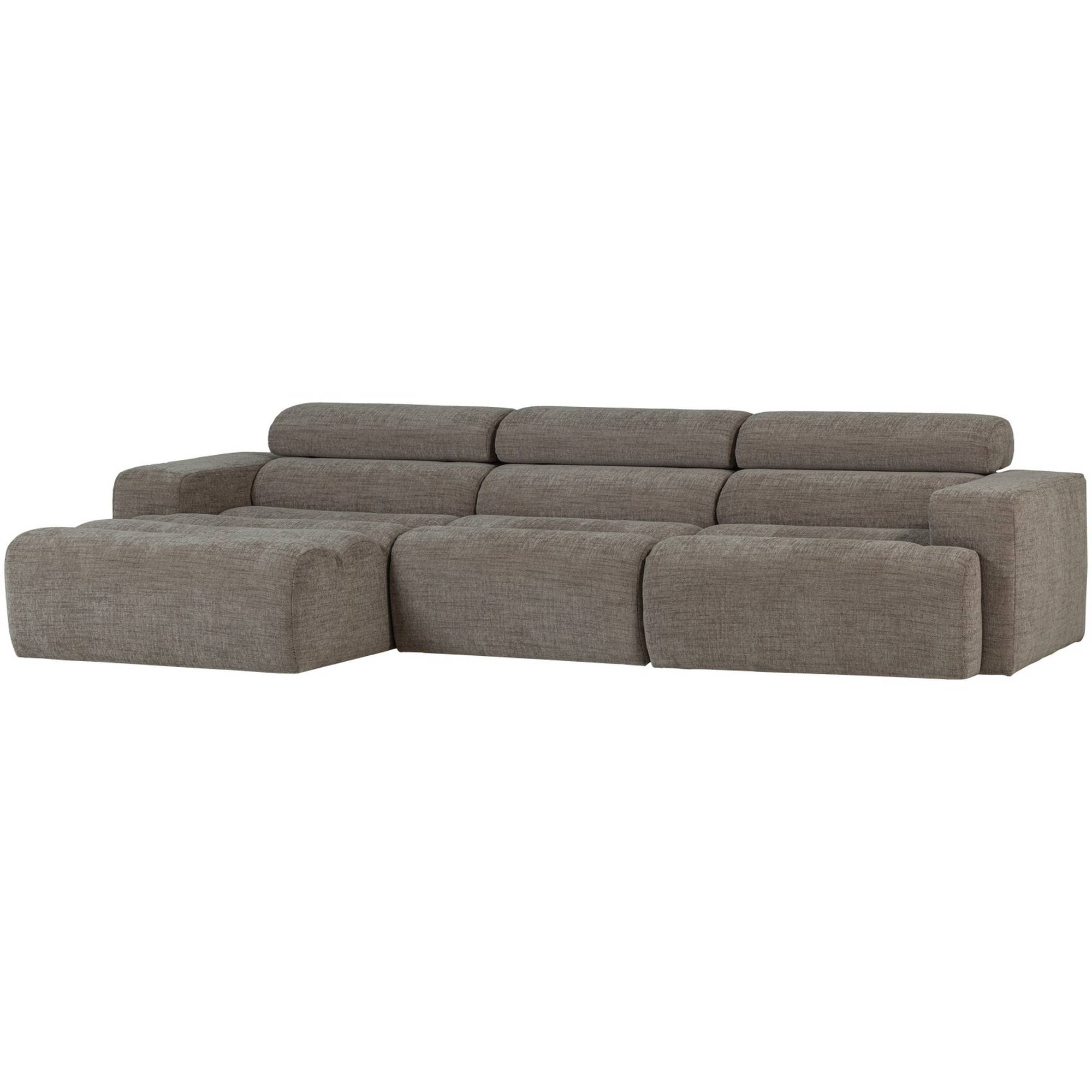 Ecksofa Novi Melange Grau - Chaiselongue mit verstellbarer Nackenstütze, Links