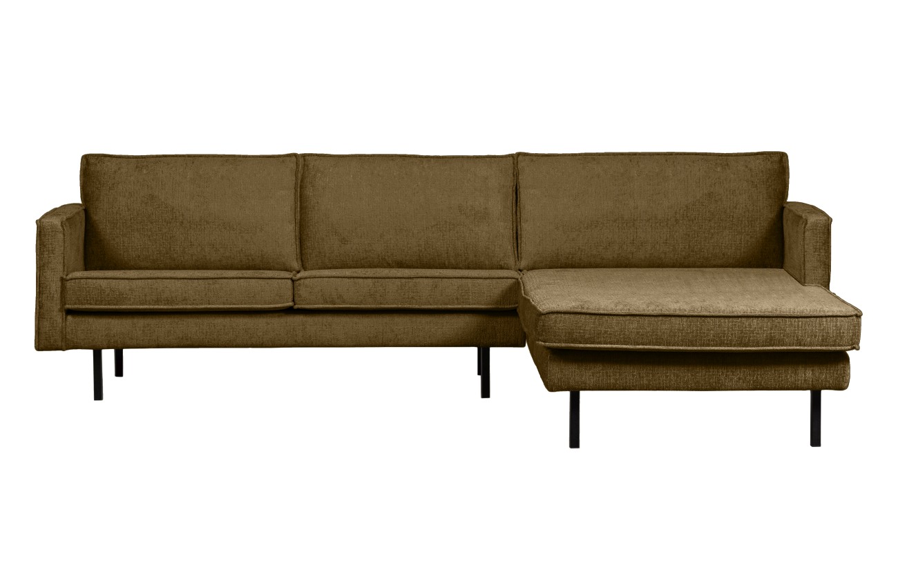 Chaiselongue Rodeo aus Struktursamt Rechts, Brass