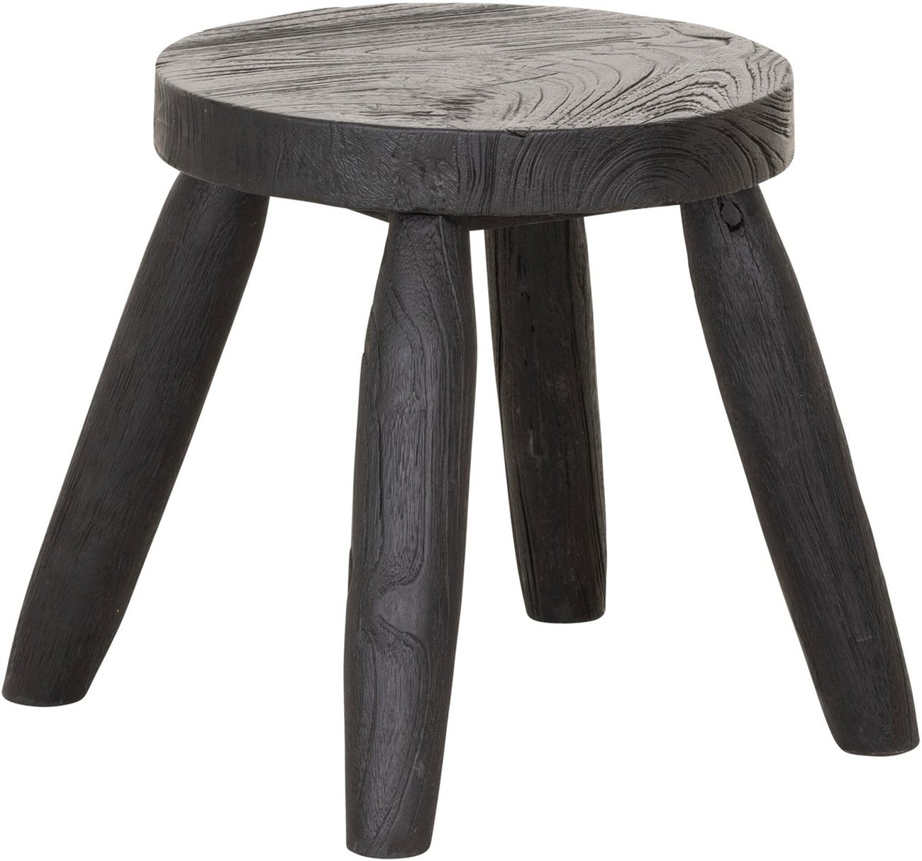 Hocker Melia aus Teakholz, Schwarz