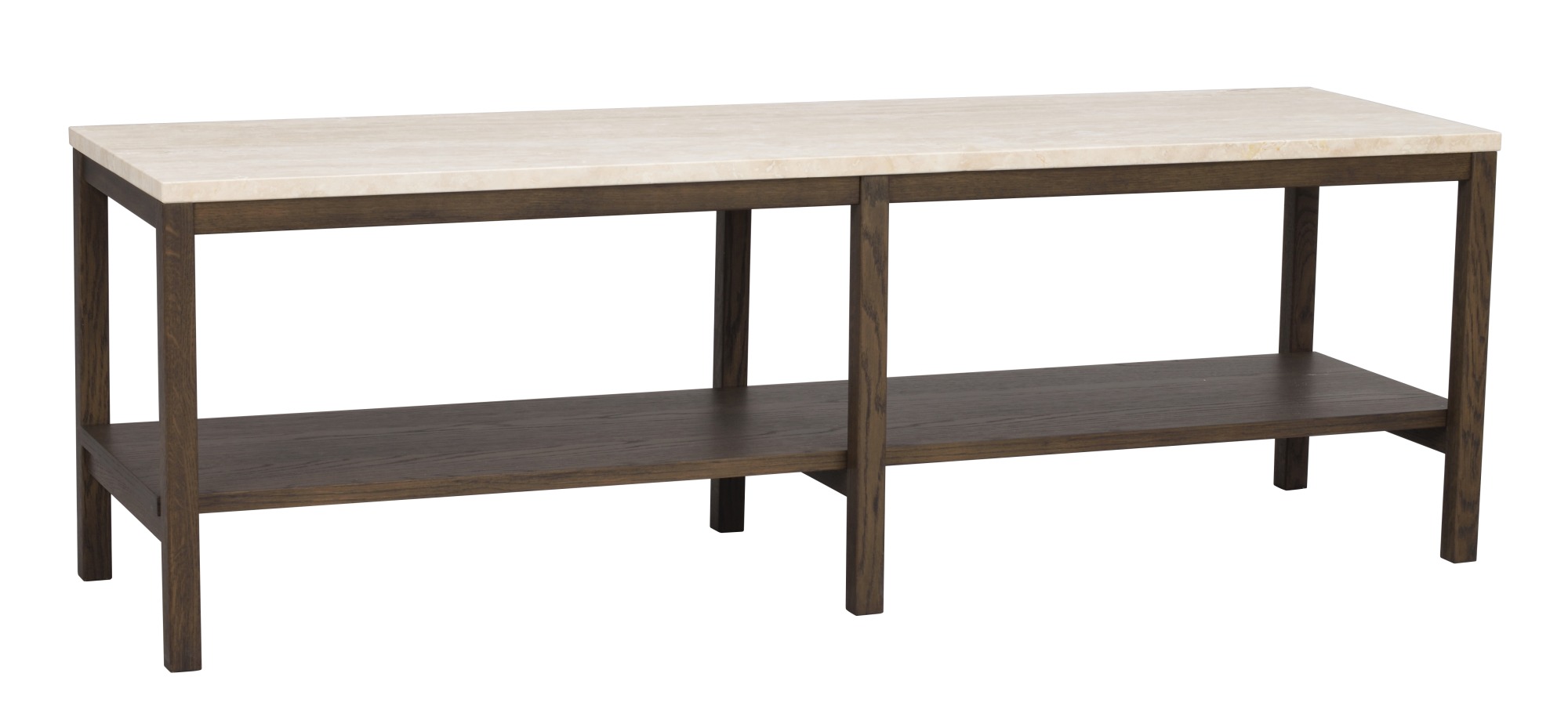 Konsole Orwel 140x40x45cm, Traventin / Eiche Braun