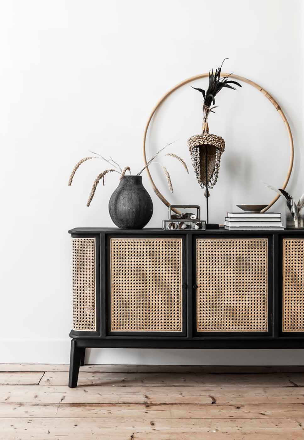 Sideboard Raffles aus Rattan, 213cm