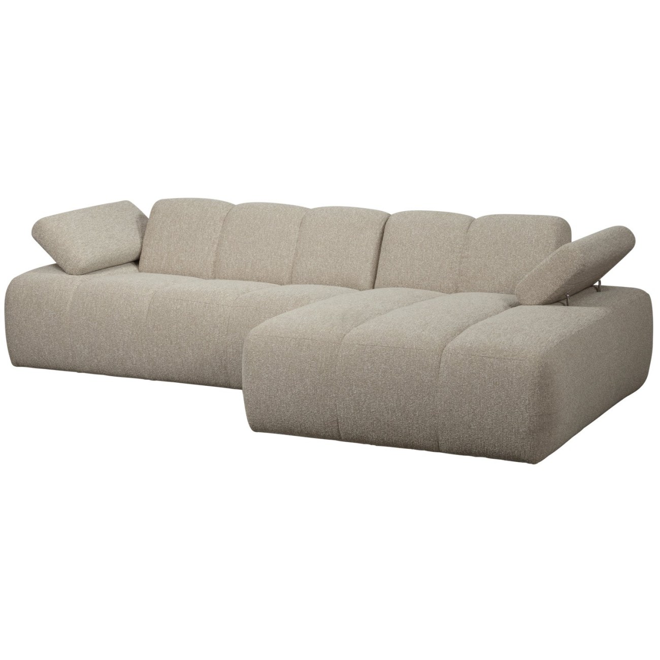 Chaiselongue Mojo aus Boucle-Stoff Rechts, Beige