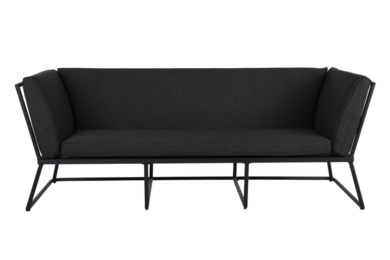 Gartensofa Vence mit Kissen 3-Sitzer, Schwarz