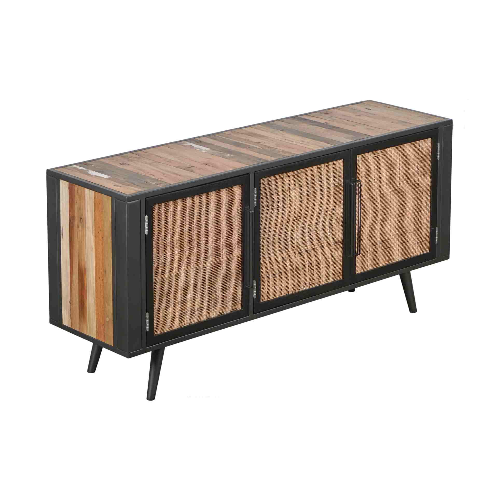 TV-Board Nordic Rattan mit 3 Türen, 160 cm