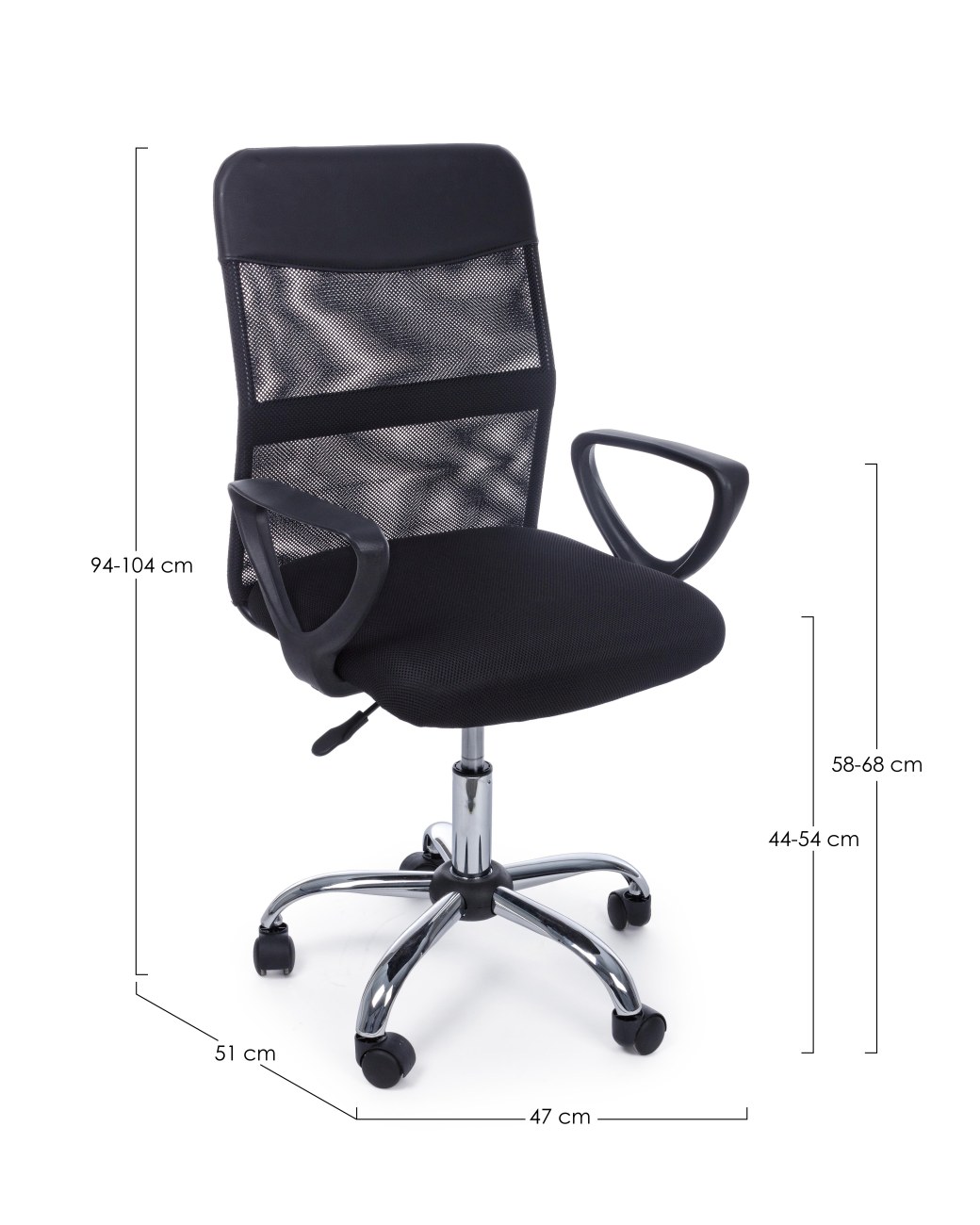 Bürostuhl Nairobi mit Armlehne, Schwarz