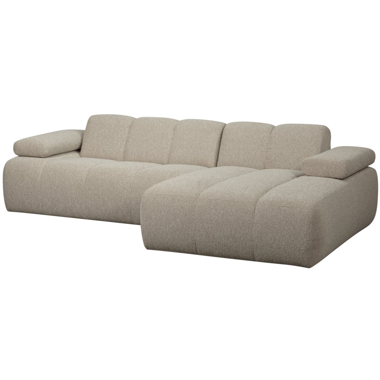 Chaiselongue Mojo aus Boucle-Stoff Rechts, Beige