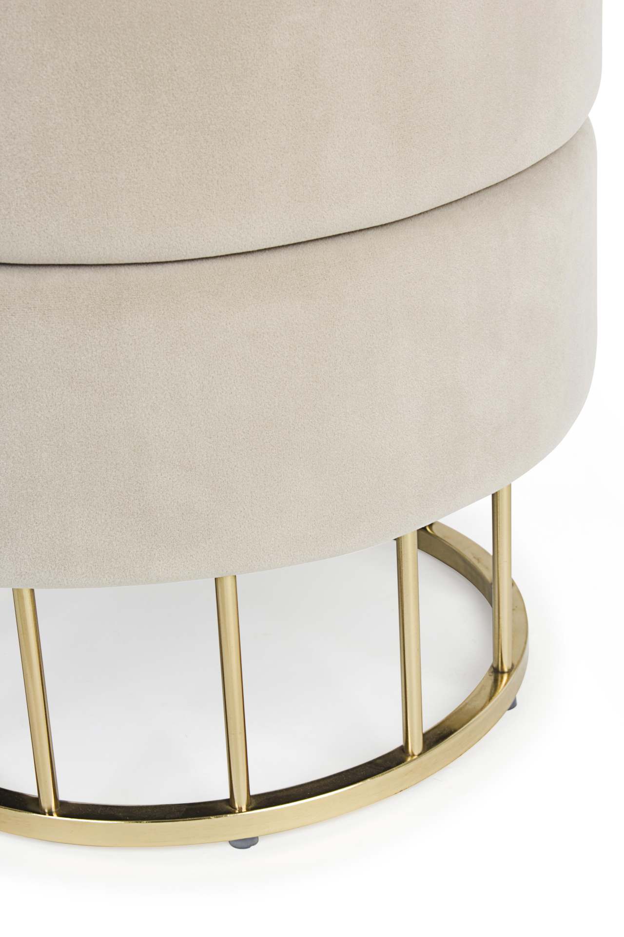 Hocker Pavlina in Samt-Optik, Beige