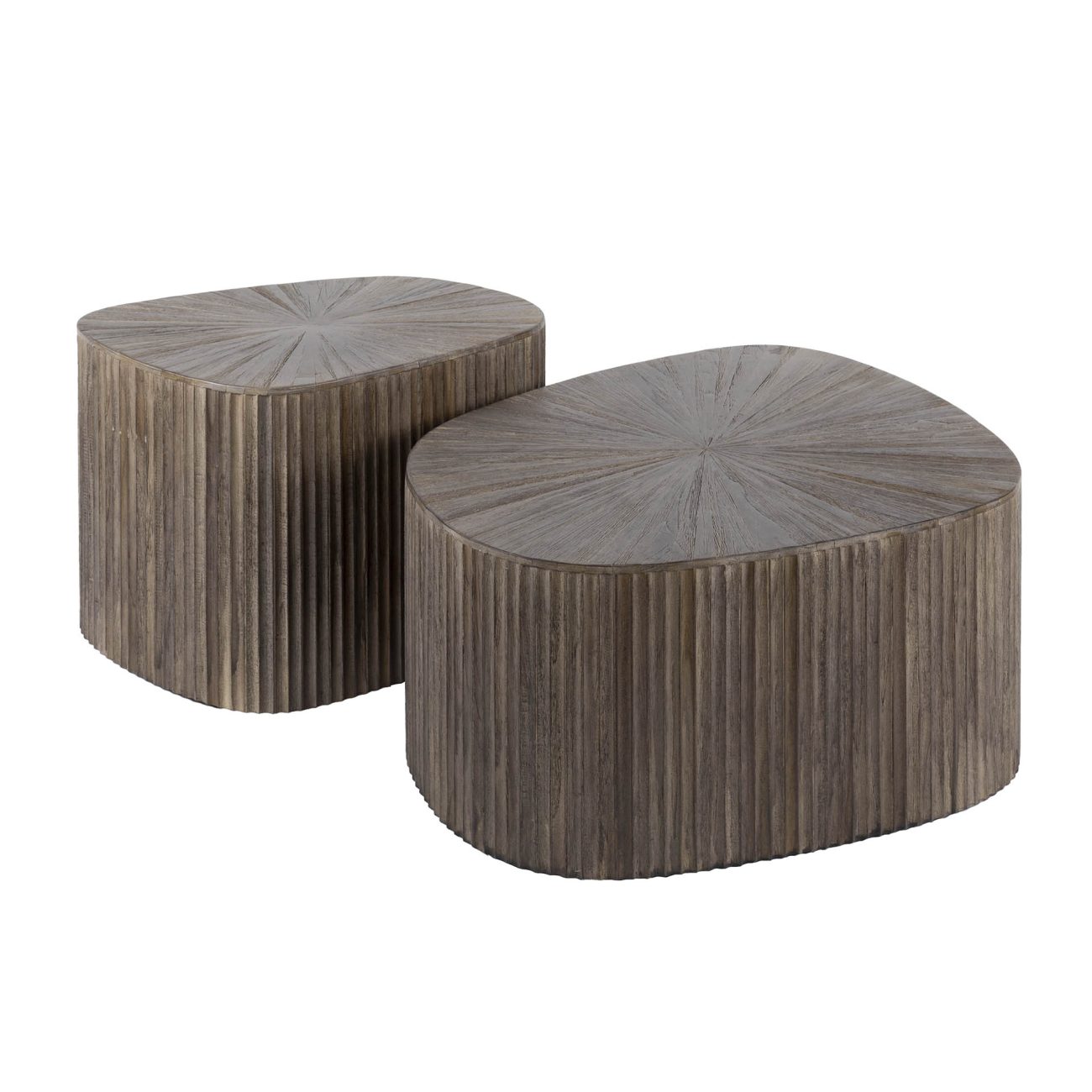 2er-Set Couchtisch Foray - hochwertiges Teakholz Braun, Viereckig