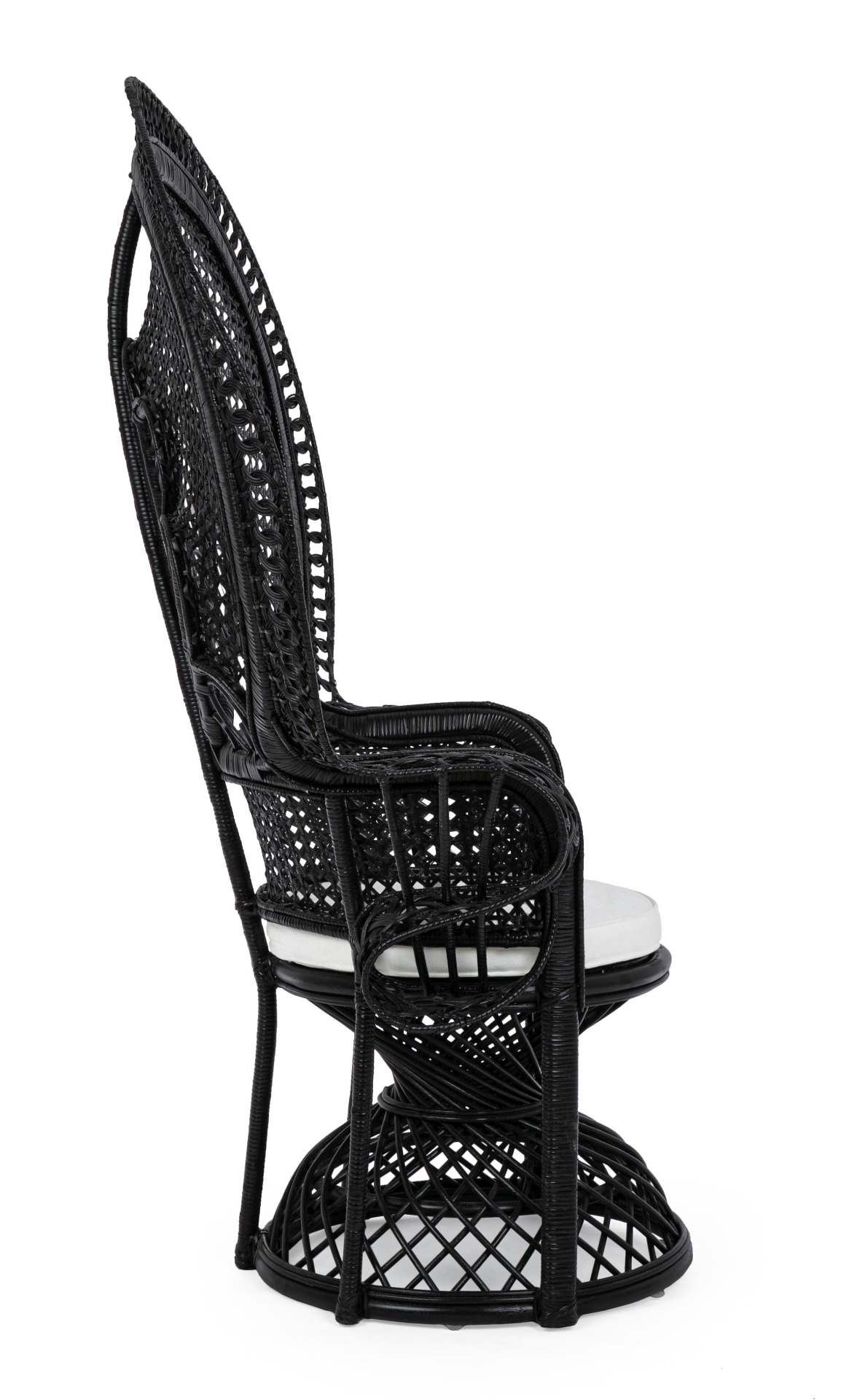 Sessel Peacock aus Rattan, Schwarz