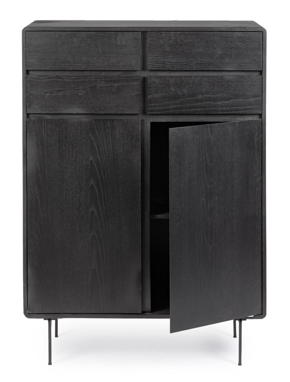 Highboard Widald aus Eschenholz, Schwarz