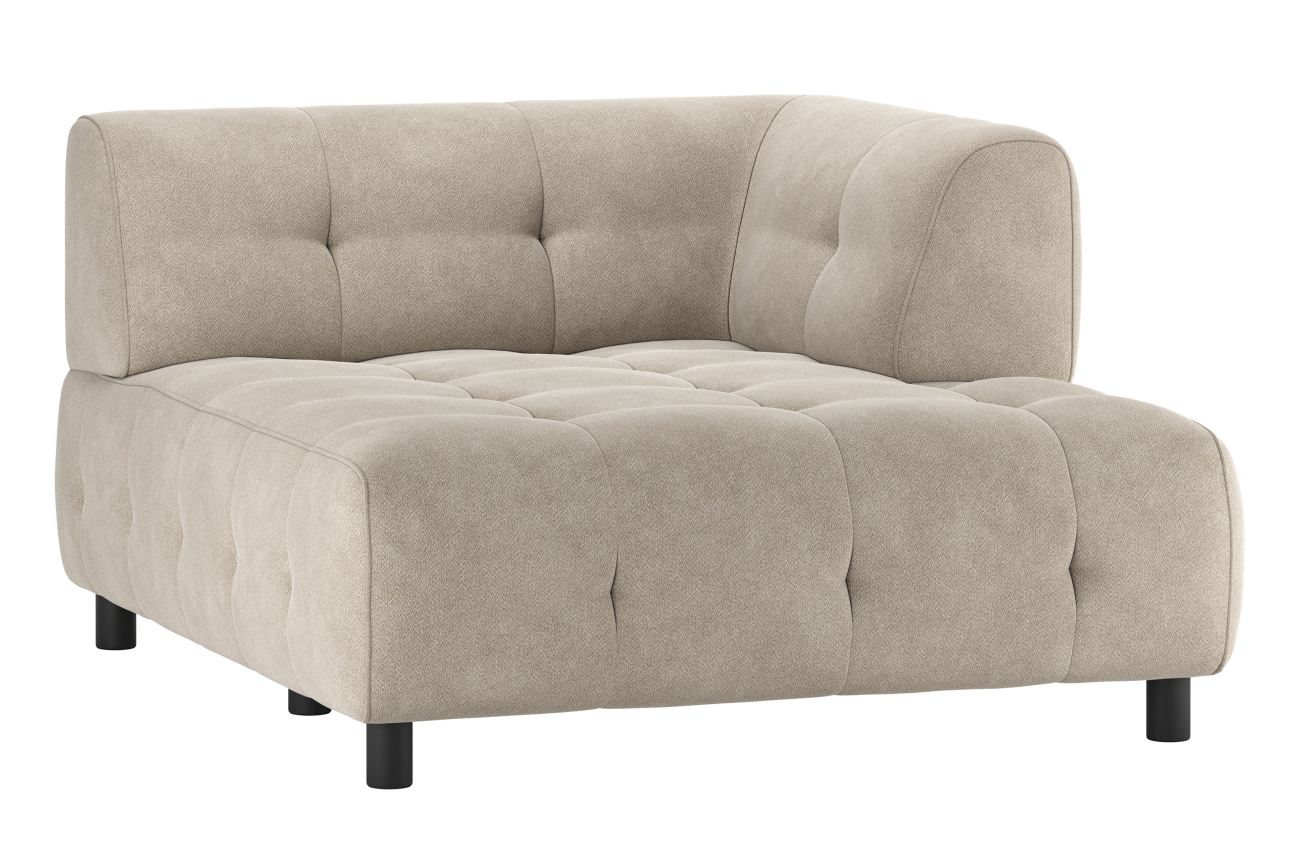 Modulsofa Louis Chaiselongue aus gewebten Stoff Rechts, Creme