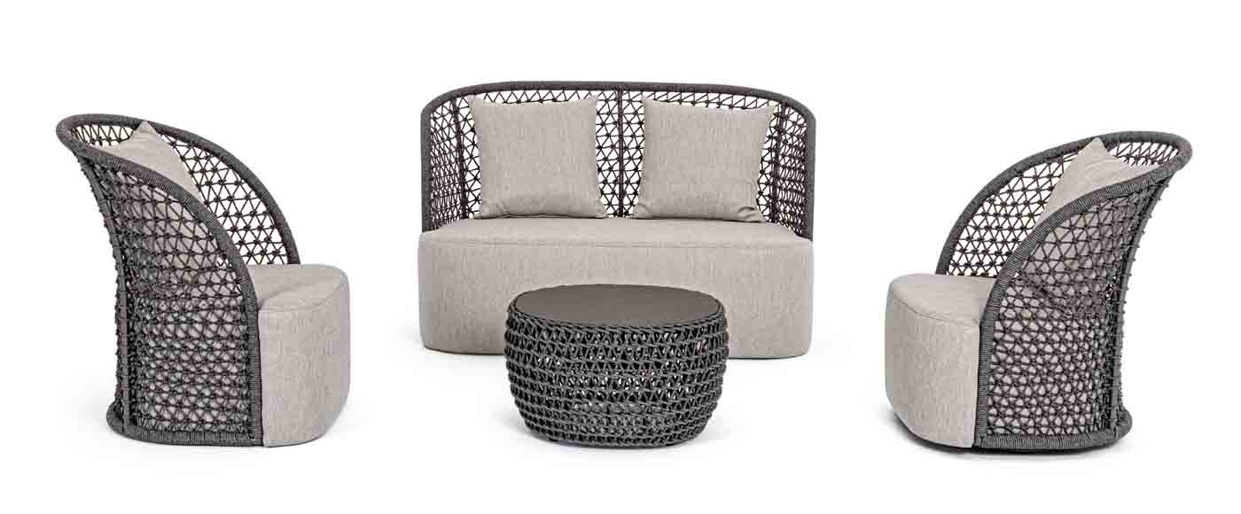 4 Sitzer Outdoorsofa Cuyen mit Kissen, Anthrazit