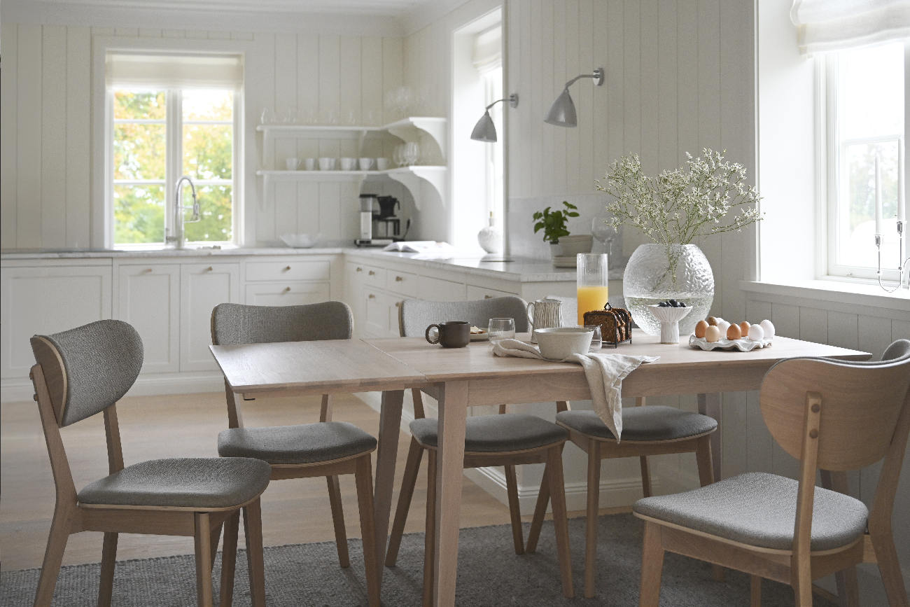 Klapptisch Filippa, 120/165x80cm, Eiche Weiß pigmentiert