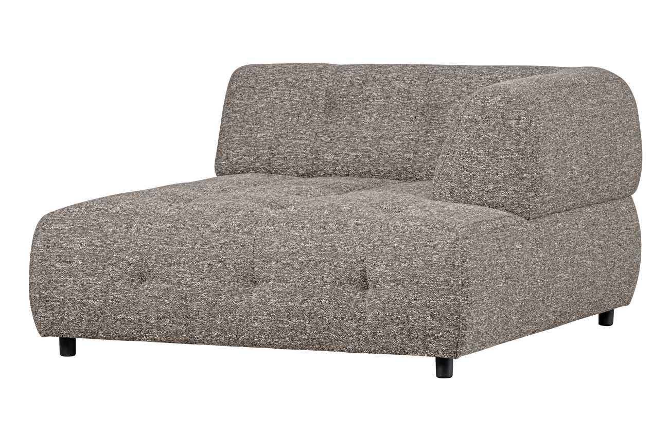 Modulsofa Louis Chaiselongue aus grobmaschigen Stoff Rechts, Braun