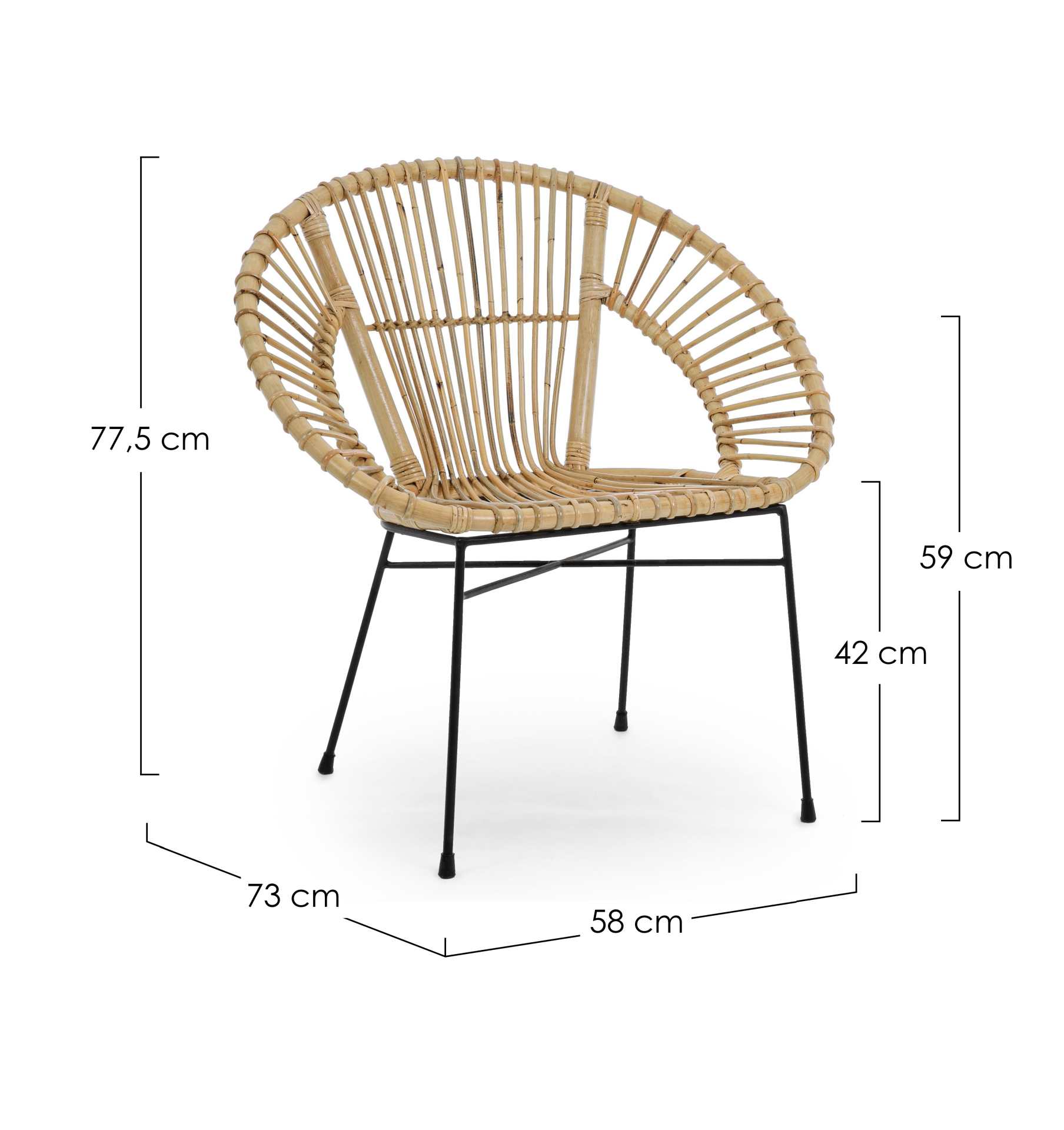 Sessel Tolima aus Rattan, Natur